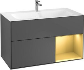 V&B Finion Waschtischunterschrank mit Wandbeleuchtung, Anthrazit matt, Breite: 99,6 cm, Höhe: 49,8 cm - Bild 1