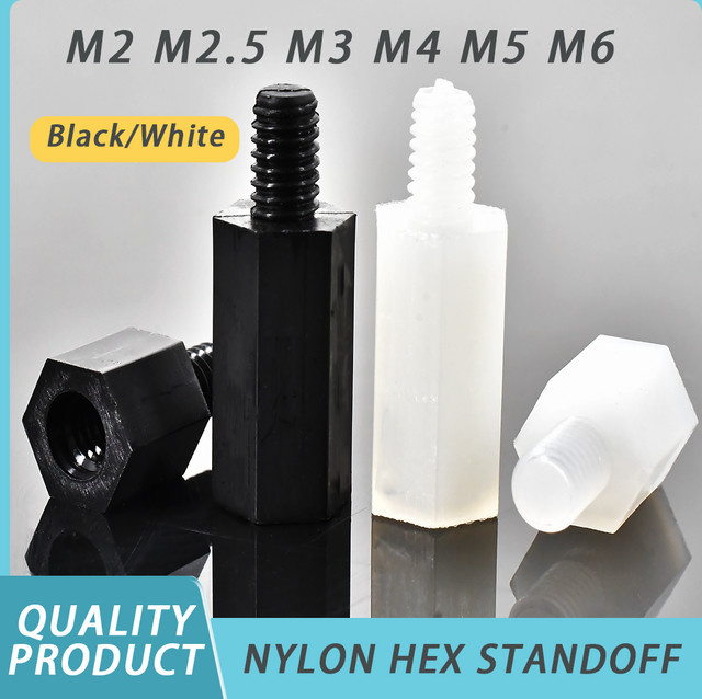 ERICS Nylon Sechskant-Abstandsschrauben für Motherboard und Platine in Schwarz oder Weiß - Bild 1