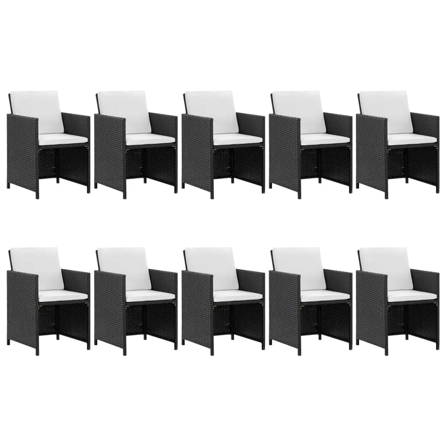 vidaXL 11-tlg Garten-Essgruppe Modell 4 aus Poly Rattan mit Auflagen in Schwarz und Weiß - Bild 2