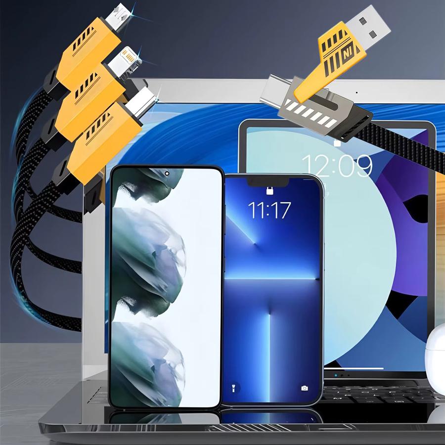BESY Multi-USB Schnellladekabel mit USB-C und Micro-USB Anschlüssen, 240W/65W, Schwarz - Bild 5