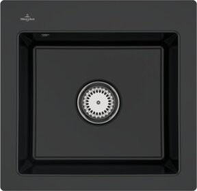 Villeroy & Boch Subway 50 S Flat bündige Keramikspüle mit Ablagegarnitur und Handbetätigung in Pure Black - Bild 1