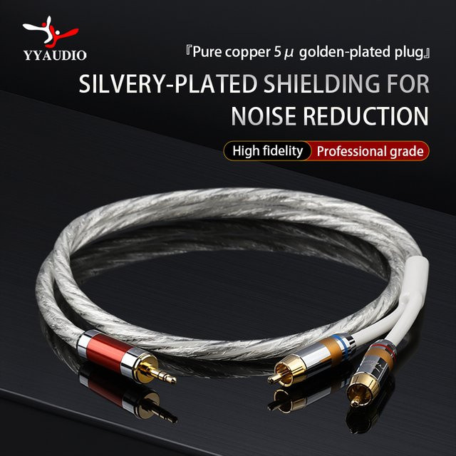 YYAUDIO 3,5 mm auf 2RCA Audiokabel für Mobiltelefone, Fernseher, Computer und Audiogeräte - Bild 1