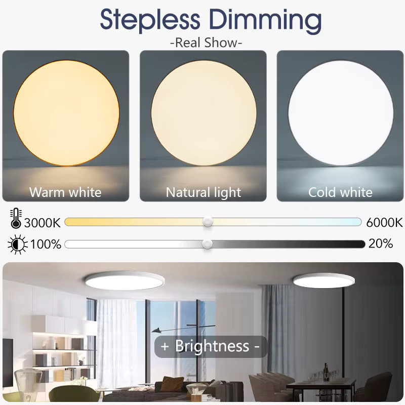 MARPOU Intelligente LED Deckenleuchte in Weiß, 80 W, dimmbar mit App- und Fernbedienung, moderne runde Deckenlampe für Wohnzimmer und Badezimmer - Bild 2