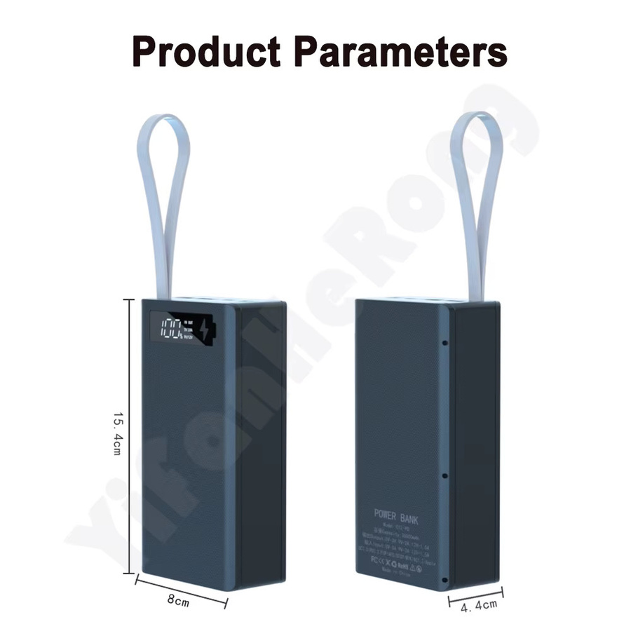 YiFanHeRong Powerbank Gehäuse für 12x 18650 Akkus mit Dual USB, LCD-Display, Schnellladefunktion und kabelloser Ladeunterstützung, Schwarz - Bild 2
