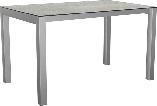 Stern Ausziehtisch Classic mit Edelstahl Tischplatte Silverstar Quartz in Silver, B/T: 180 x 80 cm (ausziehbar auf 130 cm) - Bild 1