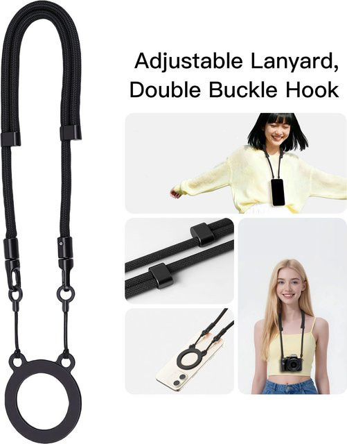 M22 Magnetisches Handy-Umhängeband mit Bärenringen in Schwarz, Verstellbares Handy-Lanyard und Anpassbarer Trageriemen - Bild 1