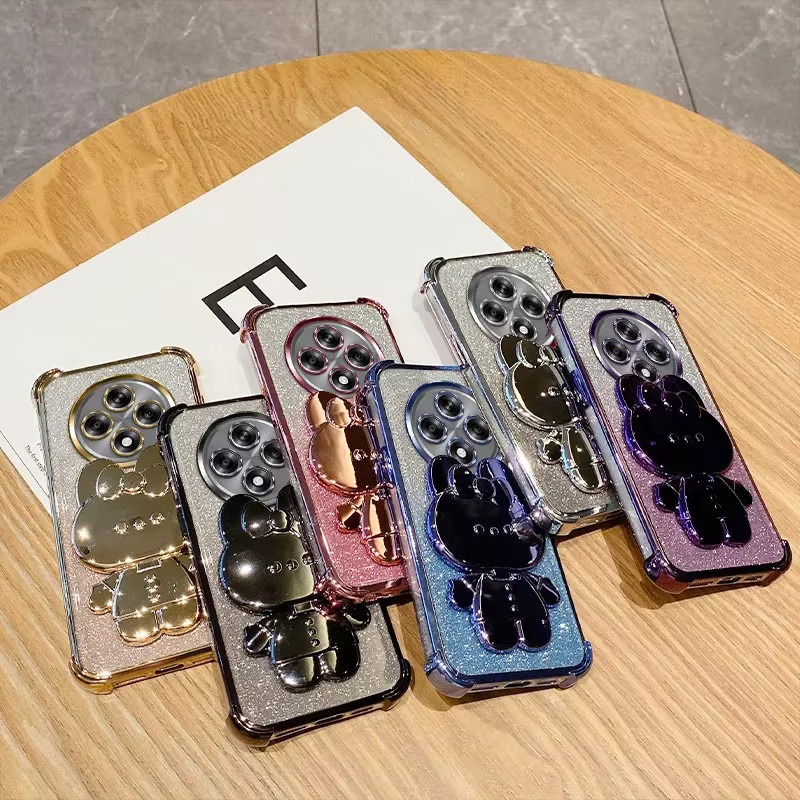 Glitzer Handyhülle mit Hasen-Motiv und Spiegel für Xiaomi Redmi 14C 14R 13C 13R 13 POCO C75 C65 M6 4G 5G in Lila - Bild 2