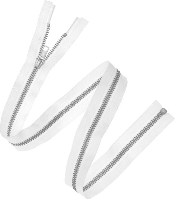 Rico Design Metall Reißverschluss 5mm in Silber und Weiß, Länge: 50 cm - Bild 1