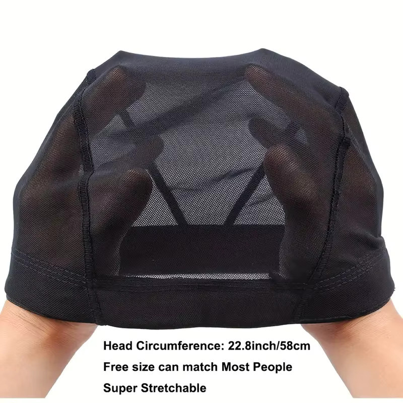 5 Stück Perückenkappen Mesh, schwarz, dehnbar, Unisex - Bild 4