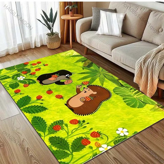 UQIDEHOME Cartoon Teppich mit Maulwurf-Motiv, rutschfeste Bodenmatte für Wohnzimmer und Schlafzimmer, B/B: 80 x 50 cm - Bild 1