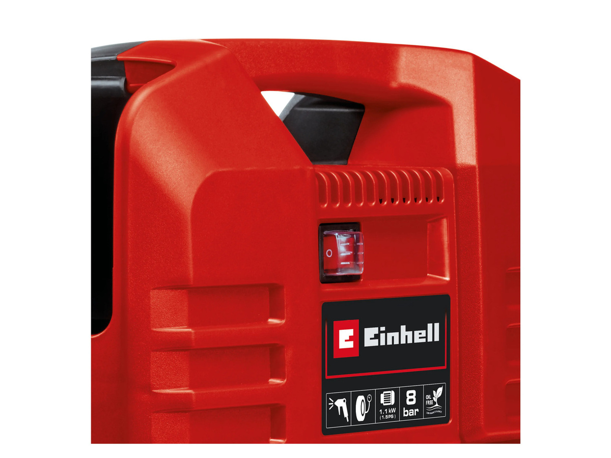 Einhell Koffer-Kompressor-Set TC-AC 190 OF, ölfrei, 8 bar, 165 l/min, rot/schwarz - Bild 3