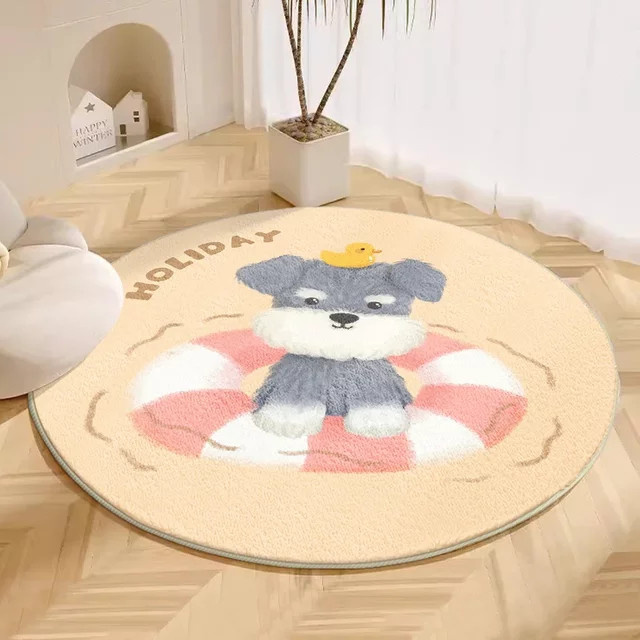 VIKAMA Rund Teppich mit Kinder-Motiv in Mehrfarbig, weich, rutschfest und waschbar für Wohnzimmer und Schlafzimmer - Bild 1