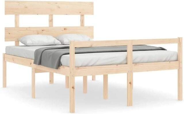 vidaXL Seniorenbett aus massivem Kiefernholz mit Kopfteil in rustikaler Optik, B/T/H: 140 x 190 x 81 cm - Bild 1