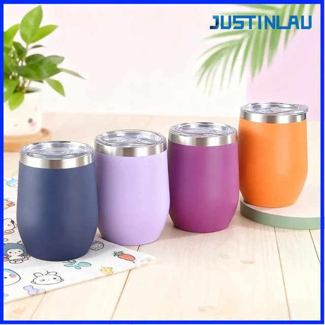JUSTINLAU Thermobecher aus Edelstahl in Blau, doppelwandiger vakuumisolierter Becher mit 355 ml Fassungsvermögen für Wein oder Kaffee - Bild 1
