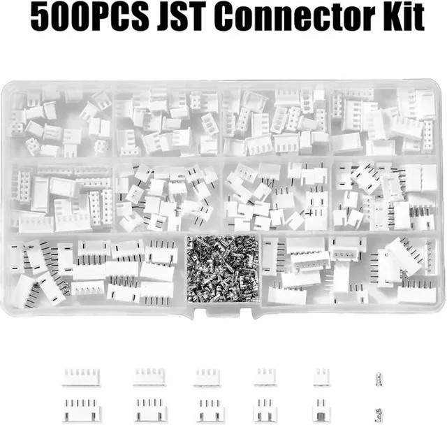 500-teiliges JST-XH-Stecker-Set in Weiß mit 2/3/4/5/6-poligen Gehäusen und 2,54-mm-Buchsen für Kabeladapter und DIY-Projekte - Bild 1