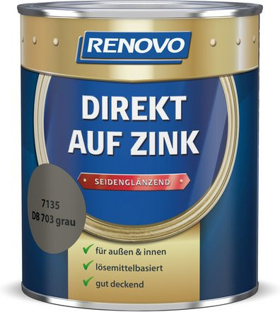 RENOVO Speziallack für Metall, grau, lösemittelbasiert, wetterfest, seidenmatt, 0,75 l - Bild 1