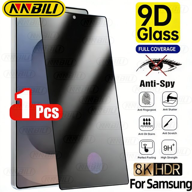 NNBILI Sichtschutz-Panzerglas für Samsung Galaxy S26 Ultra, S24 und S25+ mit Fingerabdruck-Entsperrung und Anti-Spy-Funktion - Bild 1