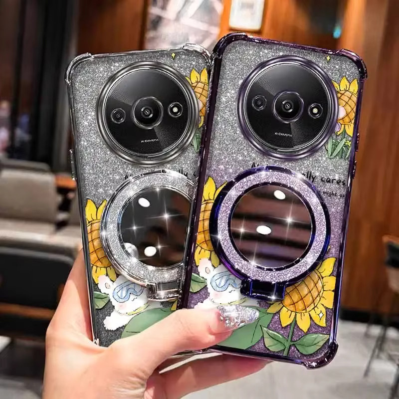 A3 Happy Rabbit Handyhülle mit Lanyard für Redmi A3 A3 Pro A1 9 Activ 9C 9A Sport 9 Prime 9 9i 9A 9AT in Silber und Multicolour - Bild 3