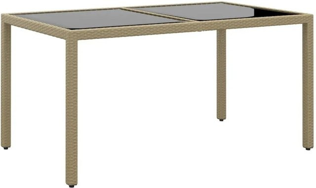 Furnicato Gartentisch aus Poly Rattan und gehärtetem Glas in Beige, B/T/H: 150 x 90 x 75 cm - Bild 1