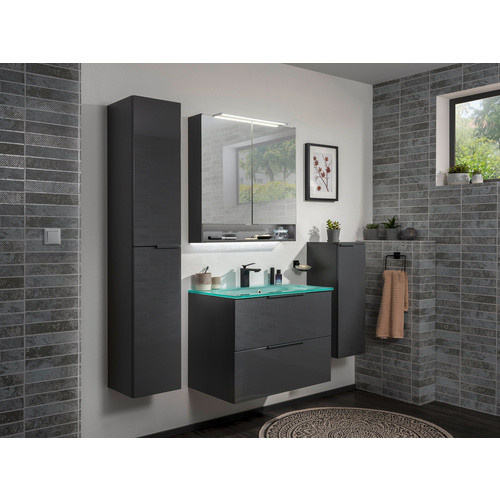 Fackelmann Bad-Hochschrank Luna in Anthrazit mit Soft-Close-Türen, B/T/H: 30 x 31,8 x 162 cm - Bild 3