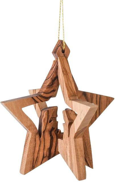 3D-Baumschmuckanhänger Stern aus Olivenholz von Uljö in Braun - Bild 1
