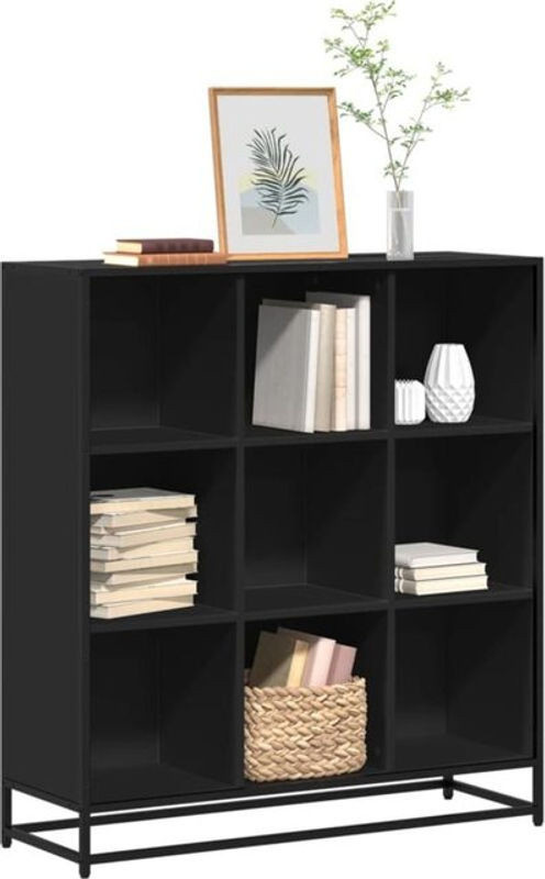 Vidaxl Bücherregal in Schwarz im Industrial Design aus Holzwerkstoff und Metall, B/T/H: 97,5 x 33 x 107,5 cm - Bild 1