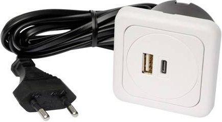 InterBär 3fach USB-Ladesteckdose mit USB-A und USB-C in Weiß, IP20 Einbau-Steckdose - Bild 1