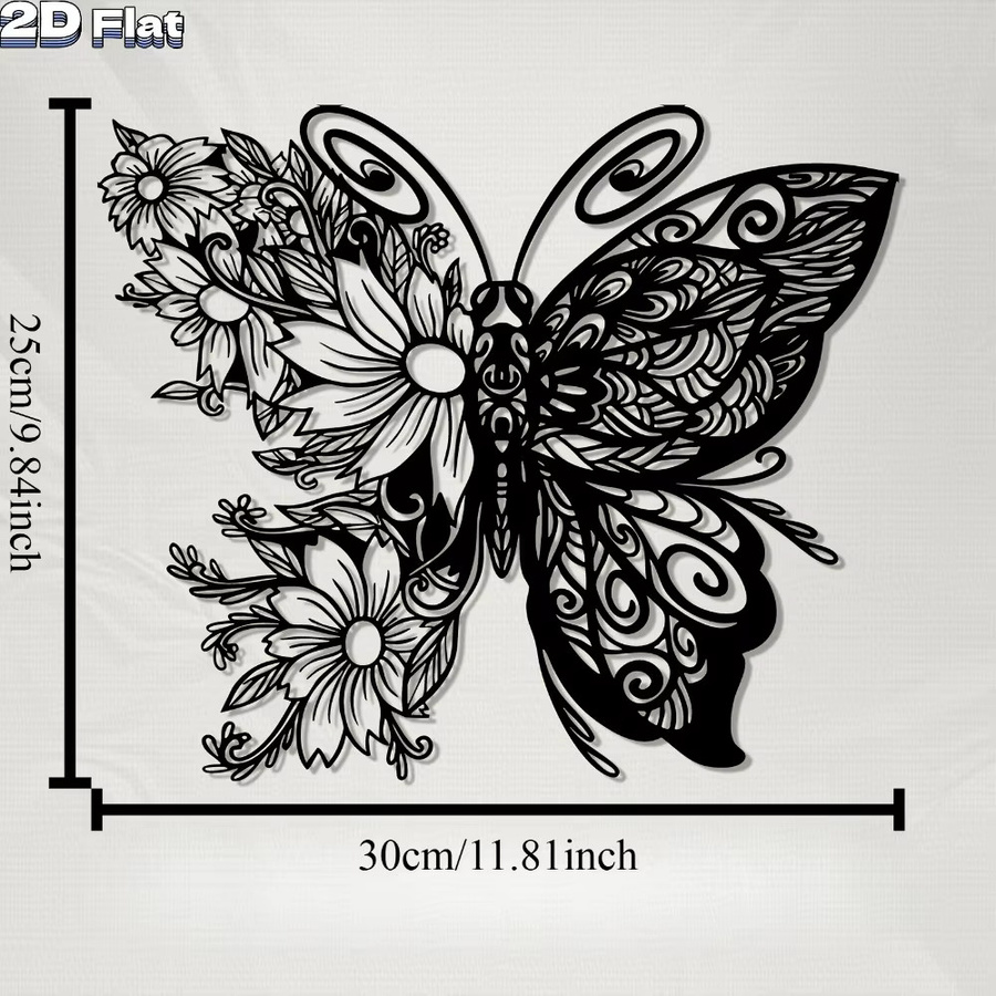CIFBUY Schmetterling Wandkunst aus Metall in Schwarz als rostbeständige Gartendekoration - Bild 3