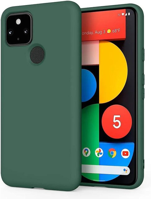 Stoßfeste Handyhülle aus Flüssigsilikon für Google Pixel 5 in Schwarz - Bild 1