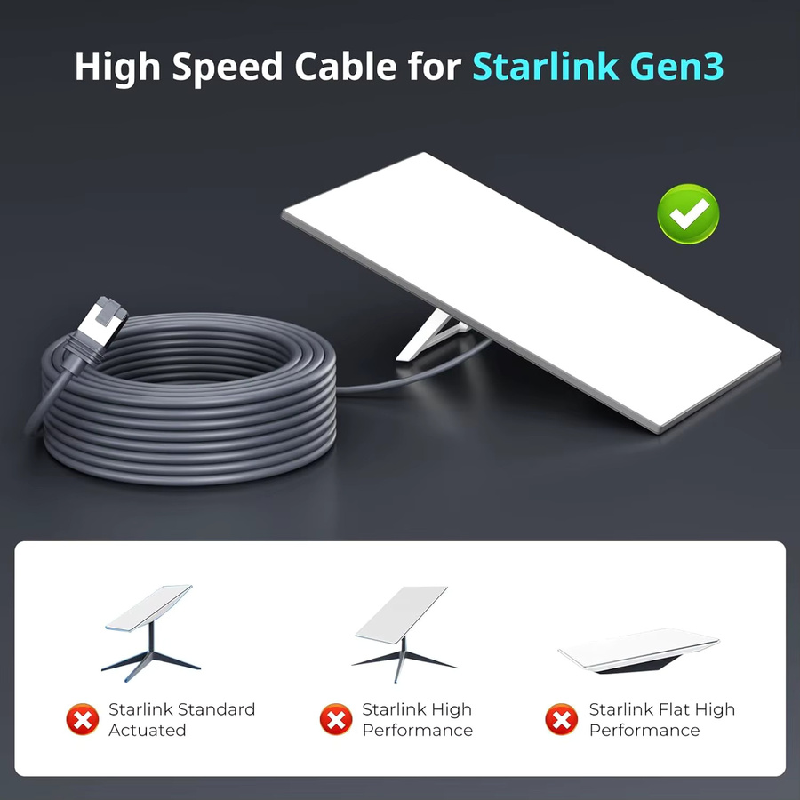 Starlink Gen 3 Ethernet Kabel Grau Wasserdichtes Ersatzkabel für Starlink V3 - Bild 2