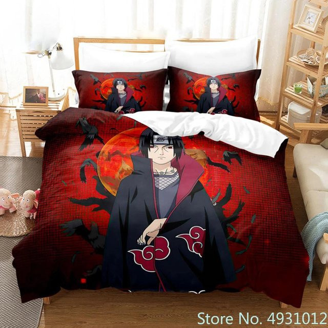 Gu Tao Anime Bettwäsche-Set Naruto Uzumaki Uchiha Itachi Rote Wolke, Farbe: Rot, B/H: 140 x 210 cm - Bild 1