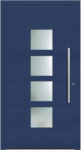 KNOCK Aluminium-Haustür Marte in Stahlblau mit Glaseinsatz und RC2-Schutz, Höhe: 210 cm, Breite: 88,5 cm, Tiefe: 100 cm - Bild 1