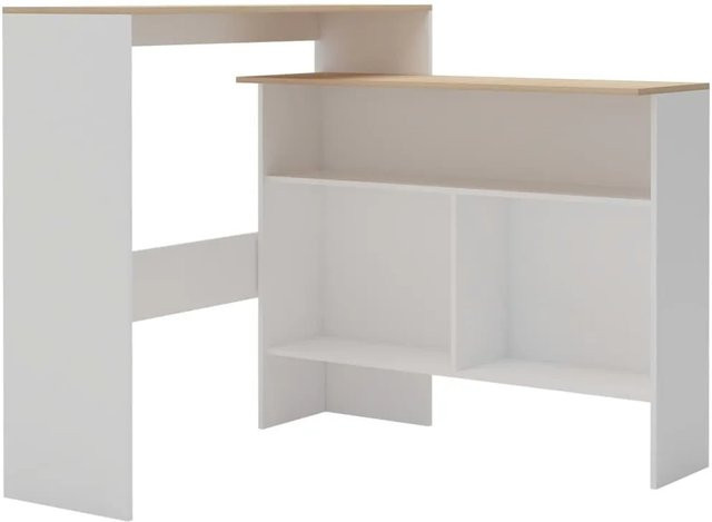 vidaXL Bartisch mit 2 Tischplatten in Weiß und Eichefarben, B/T/H: 130 x 40 x 120 cm - Bild 1
