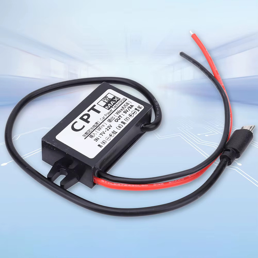 Wasserdichter Buck Converter Spannungsregler 12V bis 5V 3A 15W mit Micro-USB Anschluss in Schwarz - Bild 2