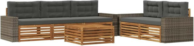 vidaXL Outdoor-Sofagarnitur aus Akazienholz mit 6 Teilen in Natur und Anthrazit - Bild 1