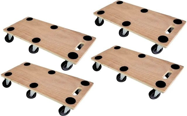 PROREGAL Hercules Set mit 4 Profi Transportrollern aus Sperrholz in Braun, B/T: 30 x 68 cm, Traglast 300 kg mit 6 Gummirollen und Griff - Bild 1