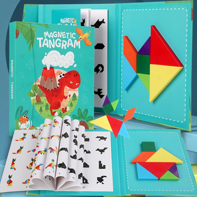 Datgo Magnetisches Tangram Puzzle Buch, Holz, Pädagogisches Spielzeug - Bild 1