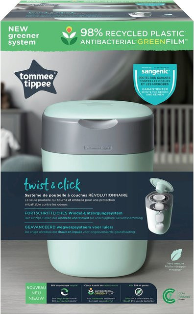 Tommee Tippe Twist & Click Windeleimer in Grün aus recyceltem Kunststoff und Zuckerrohr - Bild 1
