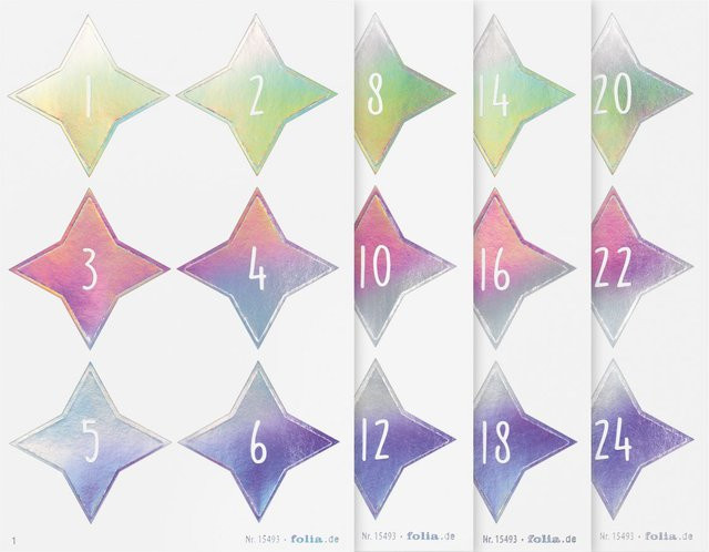 Adventskalendersticker Sparks Iridescent mit Sternen in Multicolor aus Folie - Bild 1