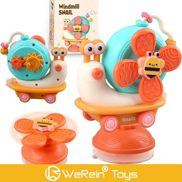 Saugnapf-Spinnerspielzeug für Babys und Kinder, Schnecken- und Trägheitsauto-Esstischspielzeug - Bild 1