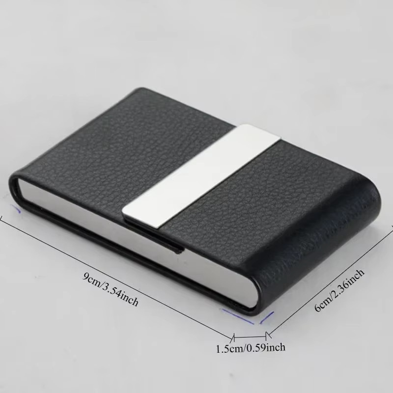 Multifunktionale Business-Postkartenbox aus schwarzem PU-Leder mit Metall-Taschenhalter und magnetischem Verschluss - Bild 6