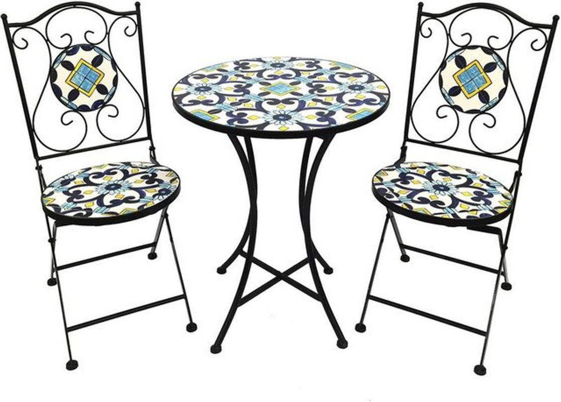 Inda-exclusiv Mosaik Set 3-teilig Bohemian Design in Mehrfarbig mit geometrischen Formen aus Metall und Textil - Bild 1