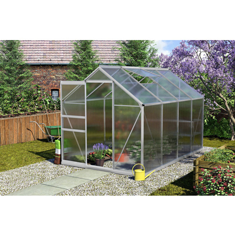 Vitavia Gewächshaus Calypso 5800 aus eloxiertem Aluminium in Silber, 5,8 m², mit 4 mm Hohlkammerplatten - Bild 5