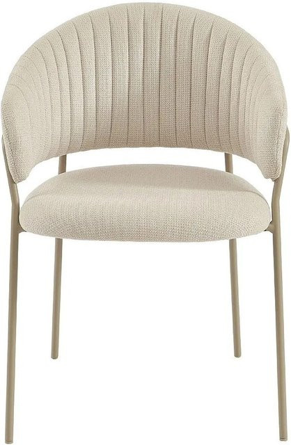 Vente-unique Madolia Stuhl in Beige mit strukturiertem Stoff und Metallgestell - Bild 1