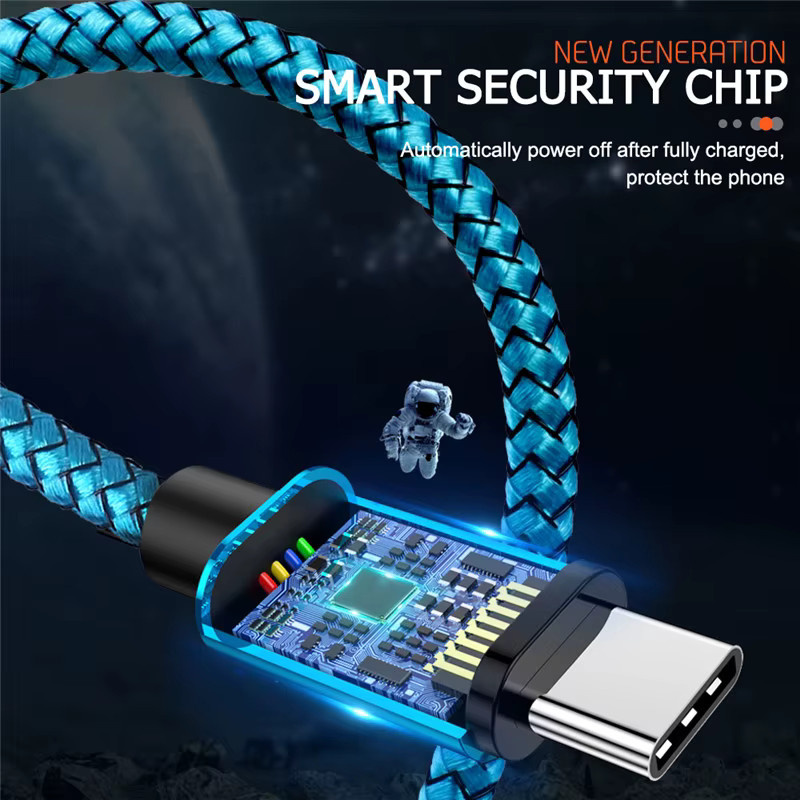 Nephy Nylon USB Typ C Schnellladedatenkabel für Smartphones in Schwarz oder Blau - Bild 2