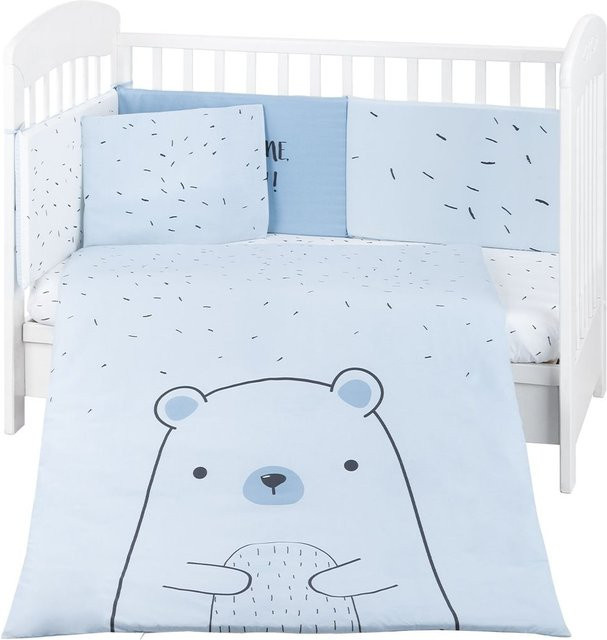 Kikkaboo Kinderbettwäsche Bär 6-teilig in Blau mit Decke, Kissen und Laken - Bild 1