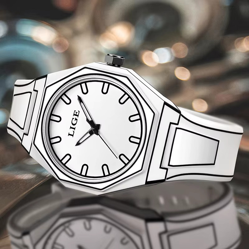 LIGE Armbanduhr Quarz, Silikon, Schwarz, Herren - Bild 3
