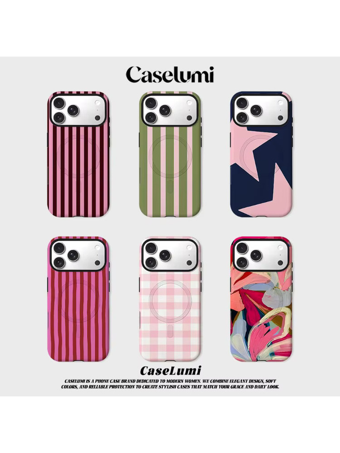 CaseLumi Matte Bumper MagSafe Schutzhülle für iPhone 17 16 15 Pro Max Plus mit vertikalen Streifen in Rosa - Bild 5