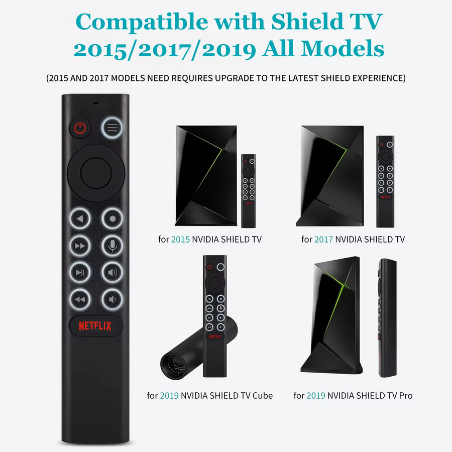 Nvidia Sprachfernbedienung mit Hintergrundbeleuchtung für Shield TV, TV Pro und TV Cube Modelle, Schwarz - Bild 2