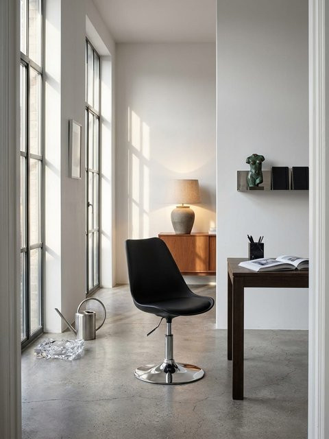 Drehstuhl KORSIKA von KADIMA DESIGN in Schwarz aus Kunstleder mit Schalensitz und 360-Grad-Drehfunktion, B/T/H: 46 x 46 x 88 cm - Bild 1
